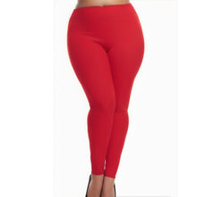 Load image into Gallery viewer, Red Plus Size Fleece Leggings- Waist 29"-40"
