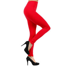 Load image into Gallery viewer, Red Fleece Lined Leggings-Waist 25"-32".
