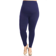 Load image into Gallery viewer, Navy Plus Size High Waist Leggings- 33-39 inch
