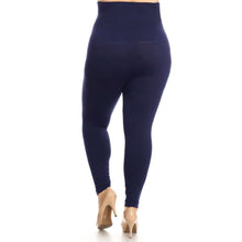 Load image into Gallery viewer, Navy Plus Size High Waist Leggings- 33-39 inch
