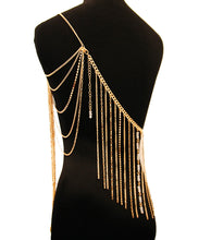 Load image into Gallery viewer, Gold Clear and White Bead One Shoulder Body Chain
