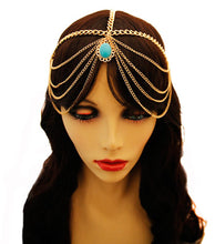 Load image into Gallery viewer, Gold and Turquoise Head Chain

