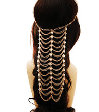 Load image into Gallery viewer, Gold and Pearl Hair Chain
