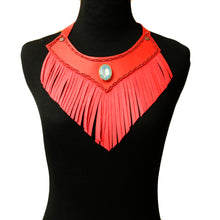 Load image into Gallery viewer, Red Leather Fringe Choker Necklace
