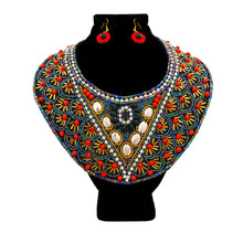 Load image into Gallery viewer, Multi Color Bead Bib Necklace Set with Rhinestone Detail
